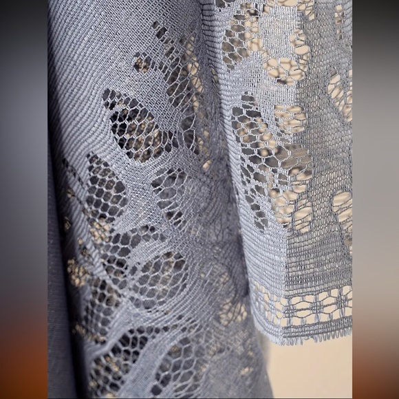 Grey Lace Boho Fringe Beach Cover-Up Wrap - Picture 2 of 5